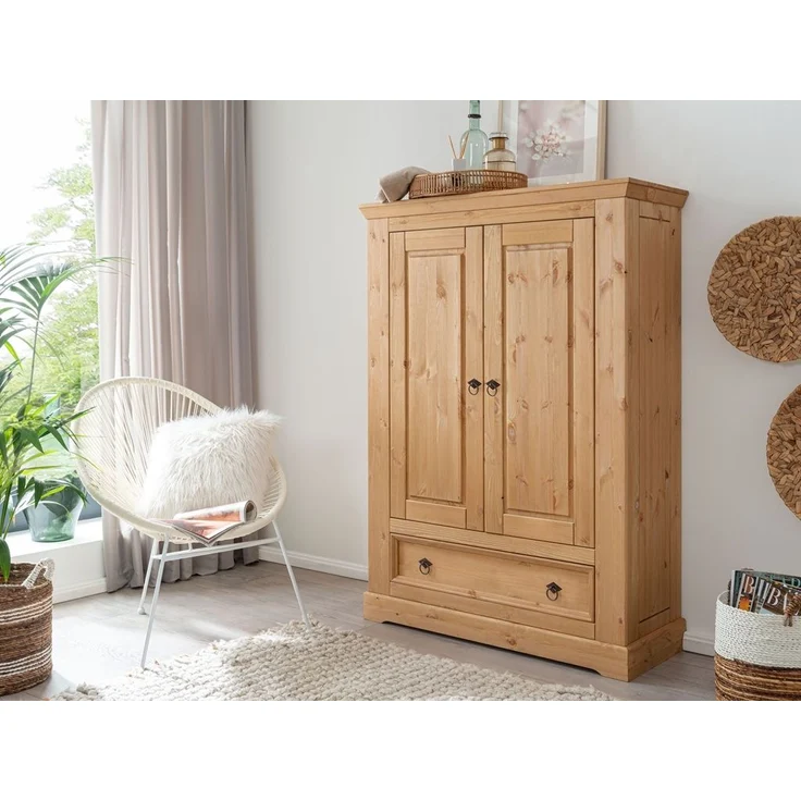 Wäscheschrank 108cm 'Anne' Kiefer eichefarbig – Bild 1