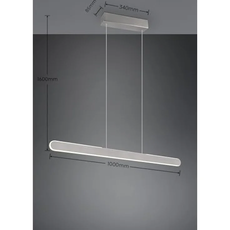Trio Helios LED Pendelleuchte, 28W, gebürstetes Aluminium, dimmbar, CCT einstellbare Lichtfarbe, Touch-Bedienung, 3300 lm – Bild 6
