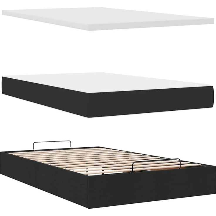 vidaXL Ottoman-Bett mit Matratze Schwarz 120x200 cm Stoff 3311451 – Bild 6