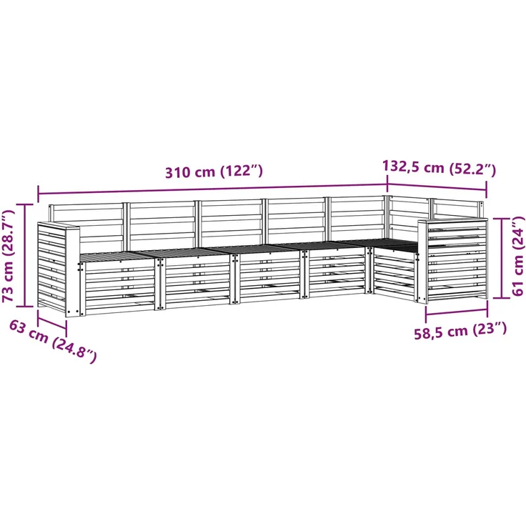 vidaXL Outdoor-Sofagarnitur 6 stk. 6-Sitzer Weiß Massivholz Akazie 3391919 – Bild 7