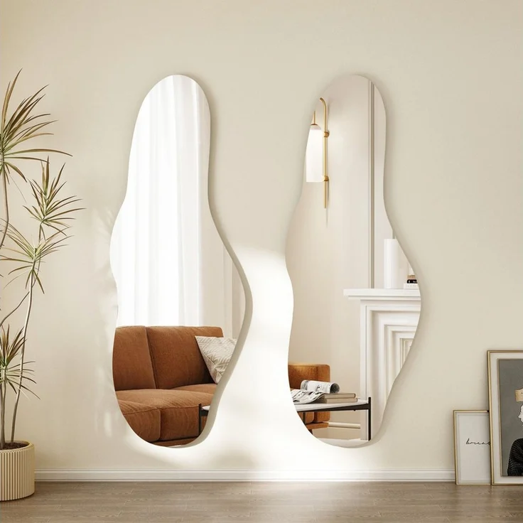 Hopibath Wandspiegel Ganzkörper Ganzkörperspiegel 165x60 cm ohne Rahmen (Dekospiegel Flurspiegel modern, 1-St, Asymmetrisch, Rahmenlos), für Garderobe & Flur, Wohnzimmer, Schlafzimmer – Bild 1