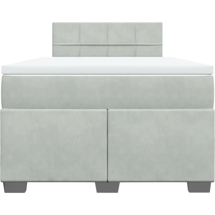 vidaXL Boxspringbett mit Matratze Hellgrau 120x200 cm Samt 3286282 – Bild 4