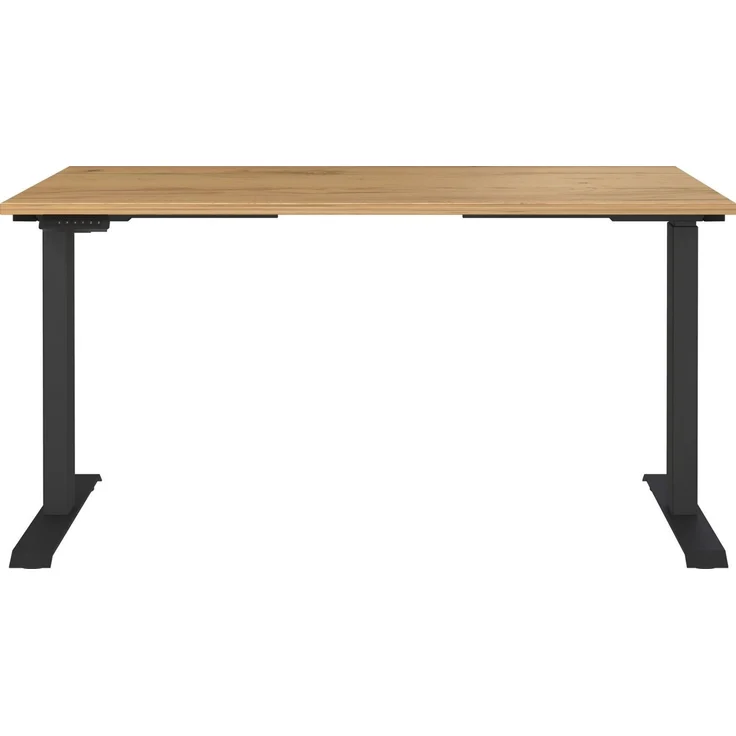 Germania Schreibtisch 7905-593, in Navarra-Eiche-Nb./Schwarz, EL. höhenverstellb, 140 x 120 x 80 cm (BxHxT) – Bild 1