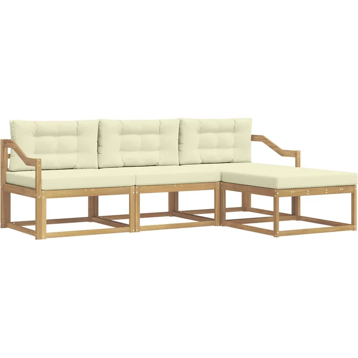 vidaXL Outdoor-Sofagarnitur 4 stk. Weiß und Creme Polyester 3386284 – Bild 2