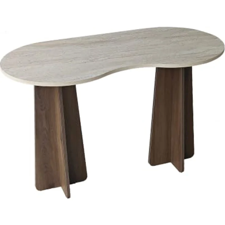 Skye Decor Schreibtisch Infini, moderner Schreibtisch mit fest montierter Tischplatte, 120 cm in Travertin/Walnuss – Bild 1