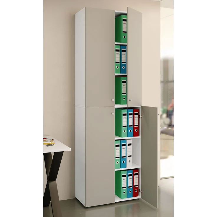 VCM Büroschrank Ulas 919148 Weiß / Grau H. 220 x B. 70 x T. 40cm – Bild 2