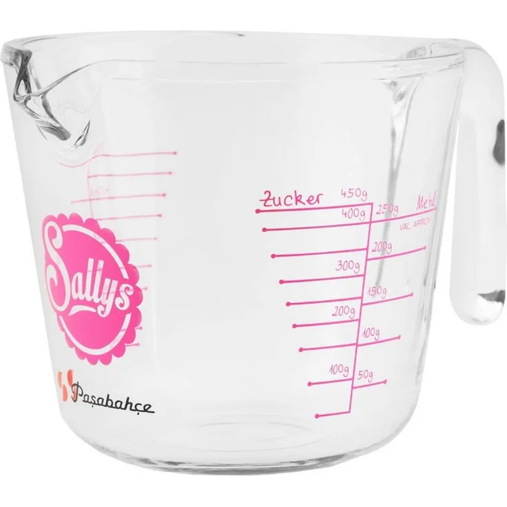 Sallys Messbecher für 500 ml oder 1 Liter Fassungsvermögen, Rutschfester Griff