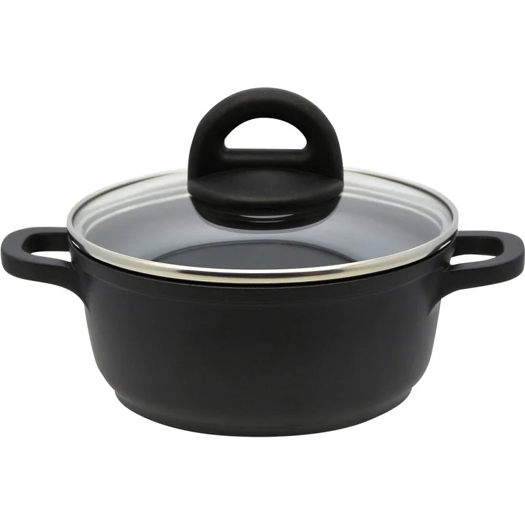 Elo Topf-Set Black, Ducato, Aluminiumguss (Set, 11-tlg, 3 Töpfe mit Deckel, 1 Stielkasserolle, 2 Bratpfannen, 2 Stapelschutz), mit hochwertiger Antihaftversiegelung, Induktion – Bild 3
