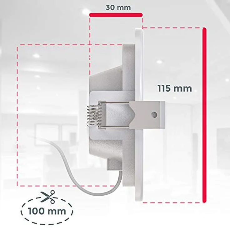 B.K.Licht LED Einbaustrahler Bad Einbauleuchten 9er Set Ultra-flach Ø115x30mm 230V Weiß - BKL1274, LED fest integriert, Warmweiß, 9 Badezimmer-Einbausprots Decke IP44 230V 6W 450 Lumen 3000K Warmweiß – Bild 7