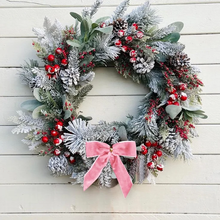 24 Stück – Samt-Schleifen für Weihnachtsbaum, Kranz & Geschenk, 8,9 cm (Blau) – Bild 3