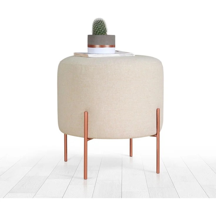 Hanah Home 'Copper 46 - Cream' Pouffe, Creme, 40 x 42 x 40 cm – Bild 2