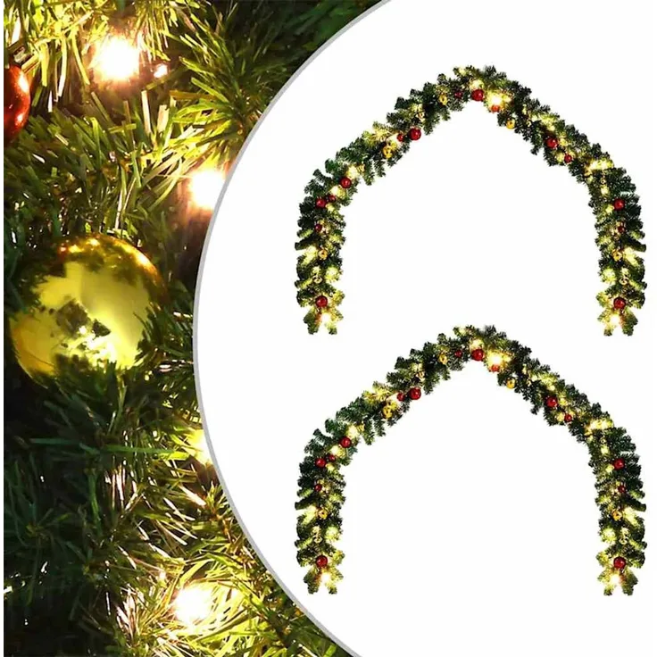 vidaXL Weihnachtsgirlande 2 stk. 600 LEDs Grün 20 m PVC 42016693