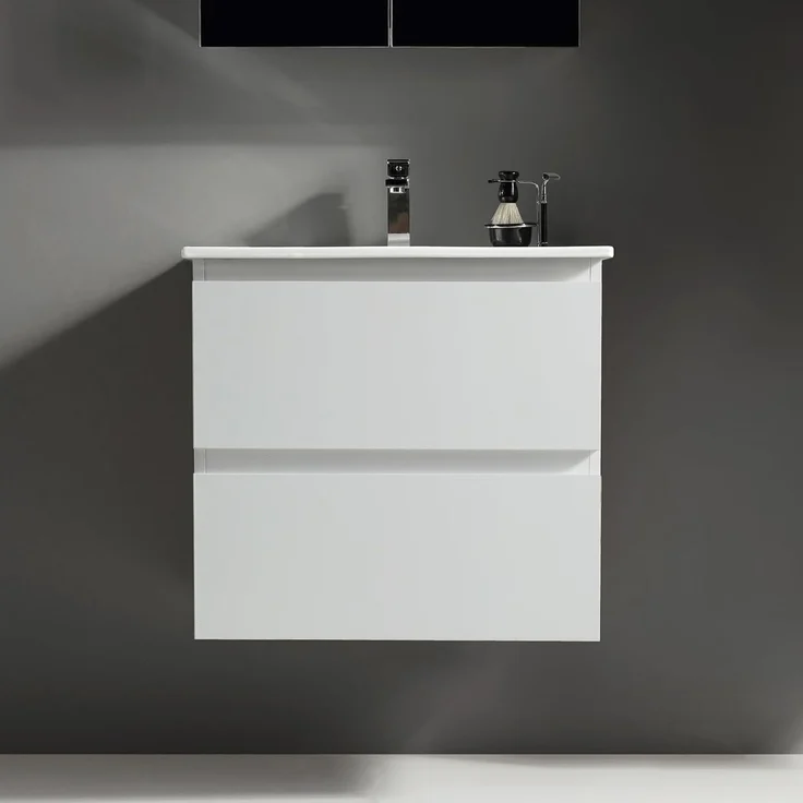 Alpenberger Badmöbel-Set - Badschrank Badezimmerschrank, (Waschbecken mit Überlauf, 2 Waschbeckenunterschrank Schubladen), Waschtisch mit Unterschrank 60 cm Breit – Bild 3