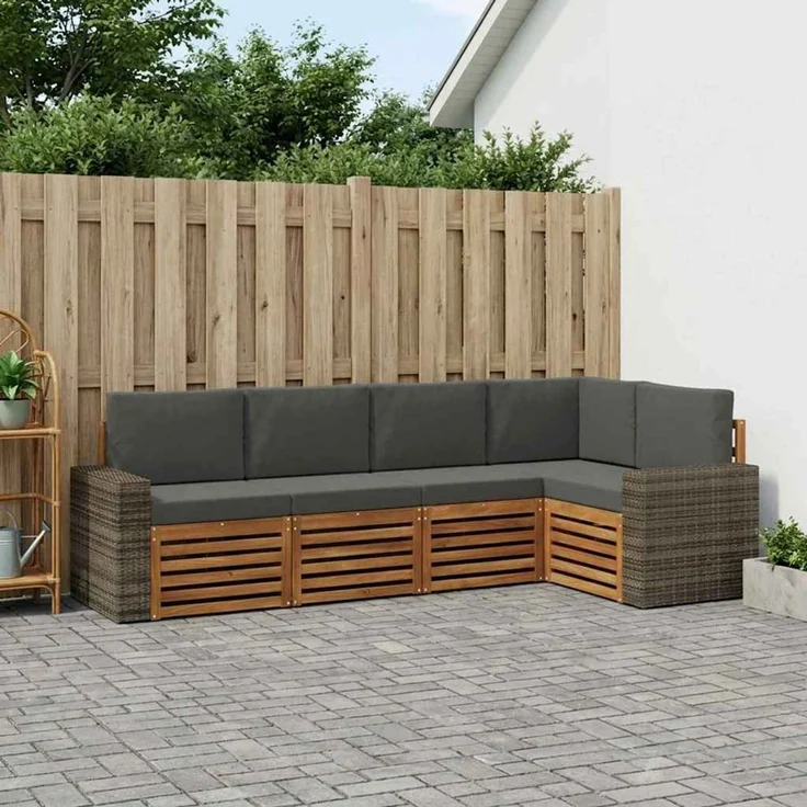 vidaXL Outdoor-Sofagarnitur 5 stk. 5-Sitzer Natur und Anthrazit 3384368 – Bild 1