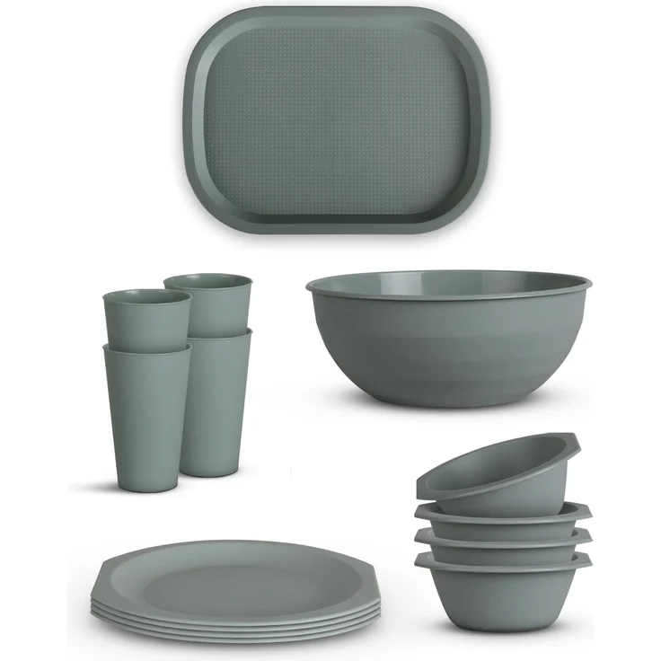 Geschirr Set BPA Frei Grün 14-teilig 4 Personen – Bild 1