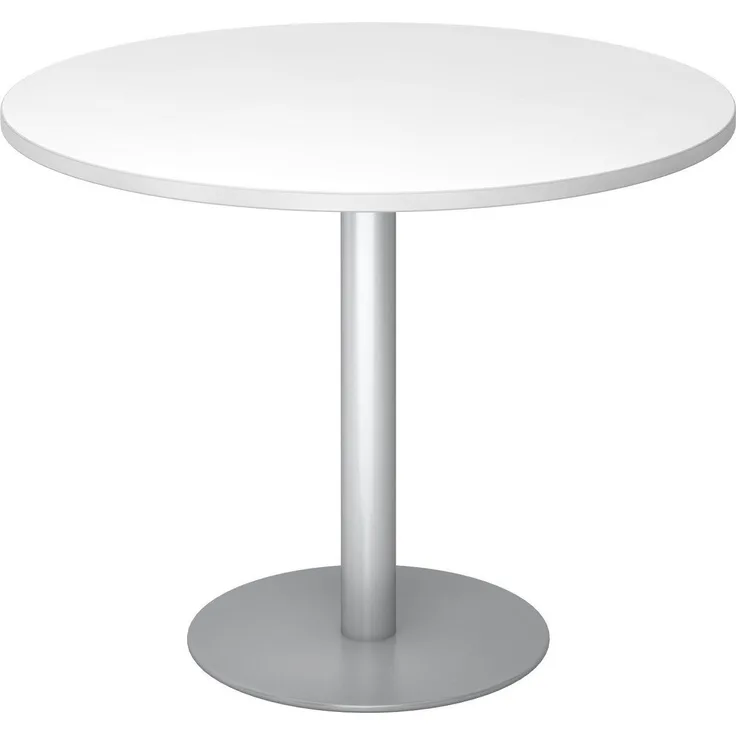 Besprechungstisch STF10 100cm Ø rund Weiß Gestellfarbe: Silber