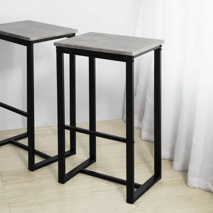 SoBuy OGT15-HG Bartisch-Set mit 4 Hockern, MDF, PVC-Beschichtung, Grau, 100 x 96 x 60 cm – Bild 8