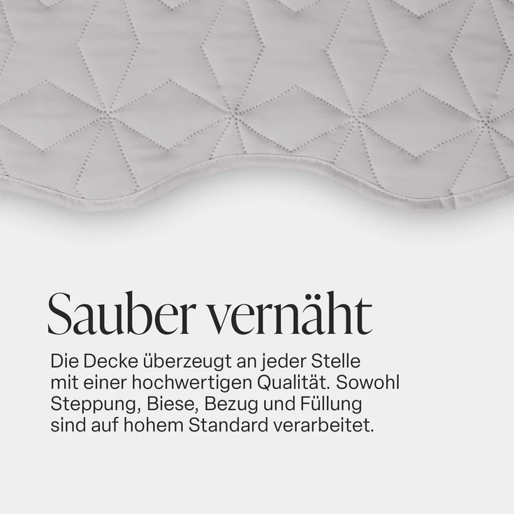Tagesdecke (Silber) 220x240 cm mit wattierter Zwischenlage, Bettüberwurf - Überwurfdecke, Sommerdecke gesteppt - Steppdecke, Wendedecke – Bild 6