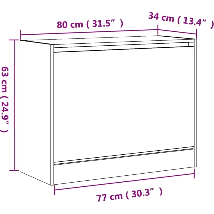vidaXL Schuhschrank Grau Sonoma 80x34x63 cm Holzwerkstoff 839964 – Bild 8