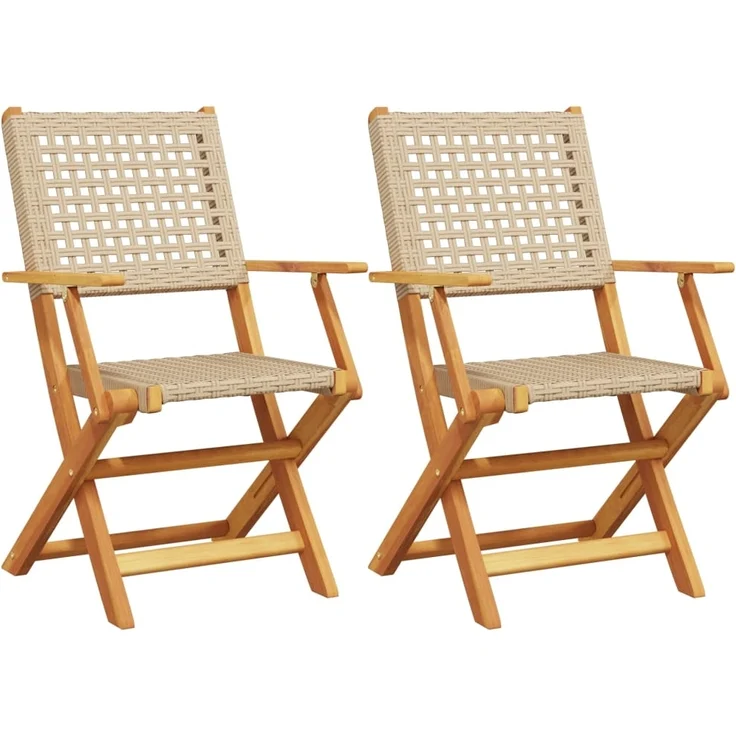 vidaXL Gartenstühle 2 Stk. Beige Massivholz Akazie und Poly Rattan 367665 – Bild 1