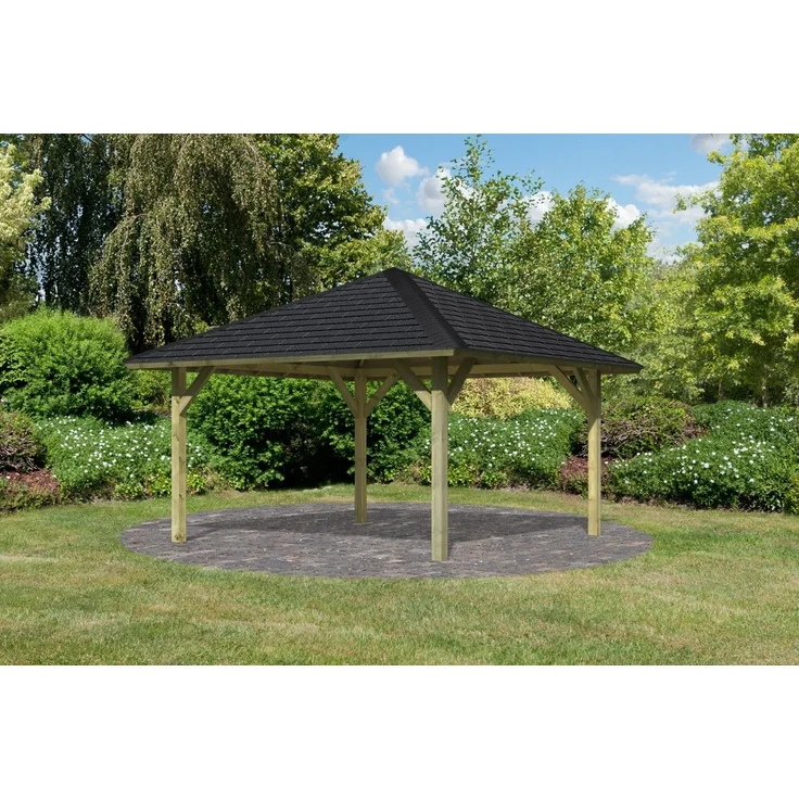 Pavillon-Set Holm 1 mit Rechteckschindeln schwarz, 359x359 cm CLASSIC kdi, Karibu – Bild 2