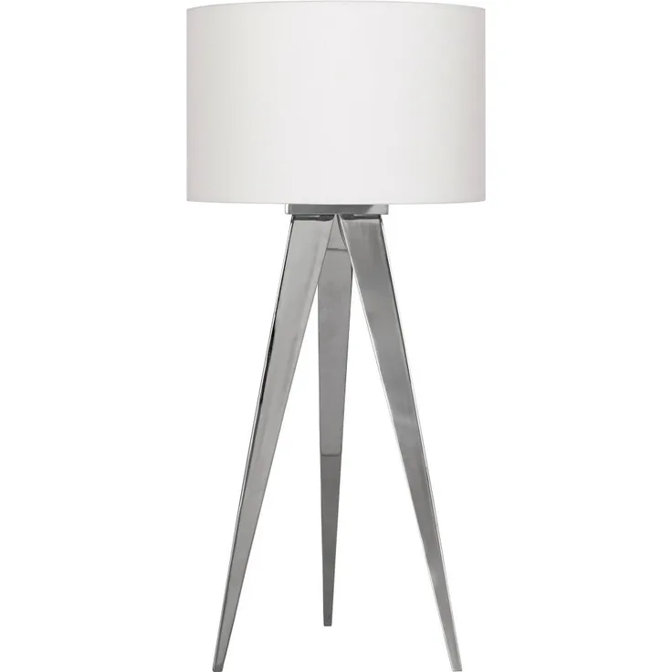 Dreibein Tischleuchte chrom weiß Näve Tripod E27
