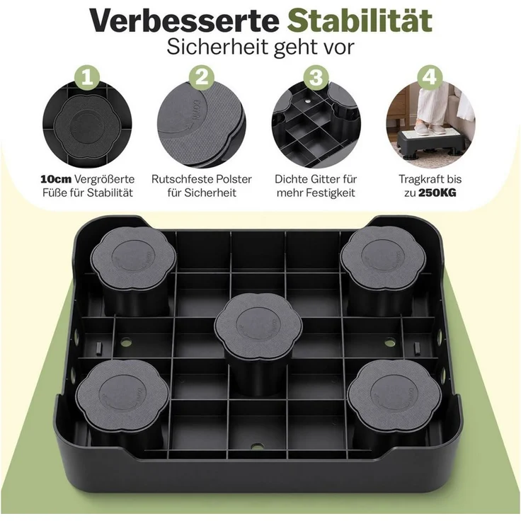 PRIISF Tritthocker Trittleiter Nachleuchtend Trittstufe Badhocker Rutschfest Füßen 250kg (41x31x10cm Höhenverstellbar Fußhocker für Bad Bett Kinder, Erwachsene), leuchtet im Dunkeln Tritthocker Höhenverstellbar Bad Toiletten Stuhl – Bild 4