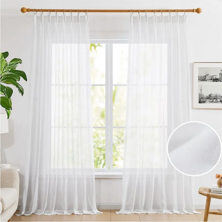 Deconovo Vorhang Halbtransparent Gardinen mit Kräuselband Voile Vorhänge für Wohnzimmer, Lichtfilterung – Bild 3