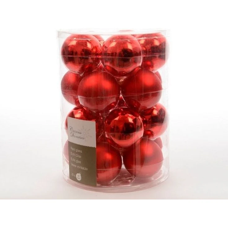 Kaemingk Weihnachtsbaumkugel Weihnachtsbaumkugeln Glas Ø 6 cm 20 Stück weihnachtsrot glänzend/matt – Bild 2