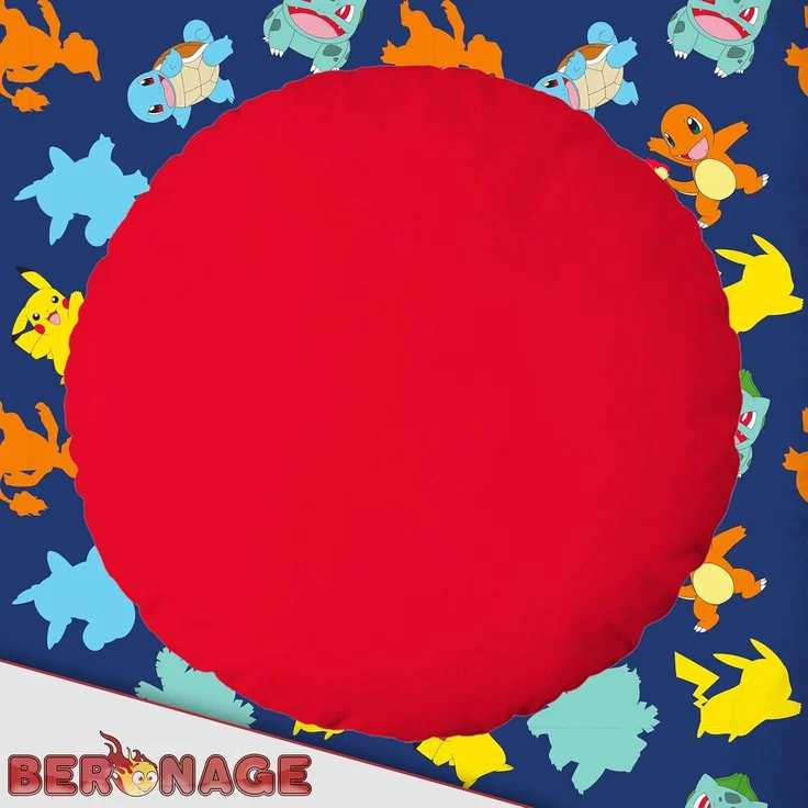 BERONAGE Dekokissen Pokemon Pokéball Konturen-Kissen rund 30x30 cm 100% Polyester, passend zur Bettwäsche, ideal für Sofa, Couch, Bett, Auto, Camping – Bild 5