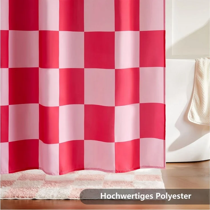 FOUORTUNATE-BEE Duschvorhang Karierter Duschvorhang für Badezimmer Hübsches Retro-Schachbrettmuster Breite 180 cm (Duschgardine in Vintage-Ästhetik, maschinenwaschbar, Stoffduschvorhang) – Bild 3
