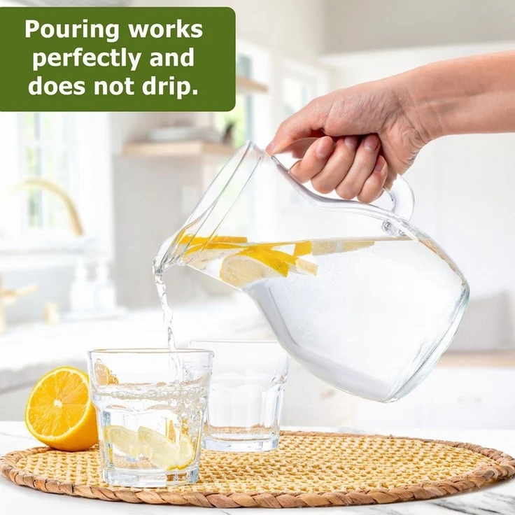 KONZEPT Wasserkrug Glaskrug Transparent Ergonomischer Griff, (3-tlg), Volumen: 1L, 500 ml, 250 ml. Set 1/2/3 Stk. – Bild 3