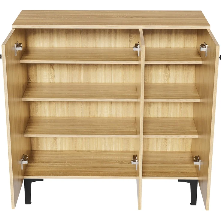 Schuhschrank mit 3 Türen in Holzoptik, Stauraum, 90x32x94 cm – Bild 9
