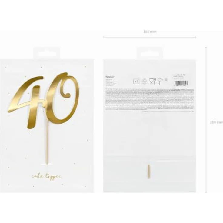 partydeco Tortenstecker, Cake Topper "40" gold 20,5cm – Bild 3