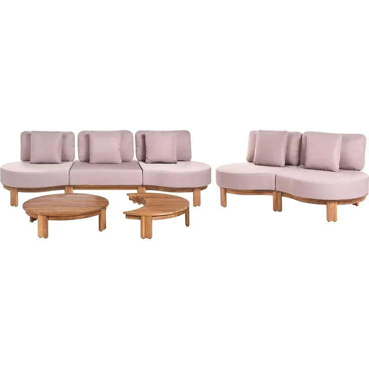 Gartensofa mit Tisch 5-Sitzer ARZELLO Akazienholz Hellbraun