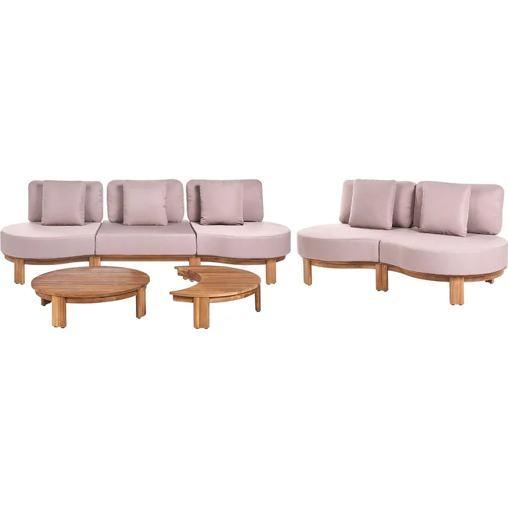 Gartensofa mit Tisch 5-Sitzer ARZELLO Akazienholz Hellbraun – Bild 1