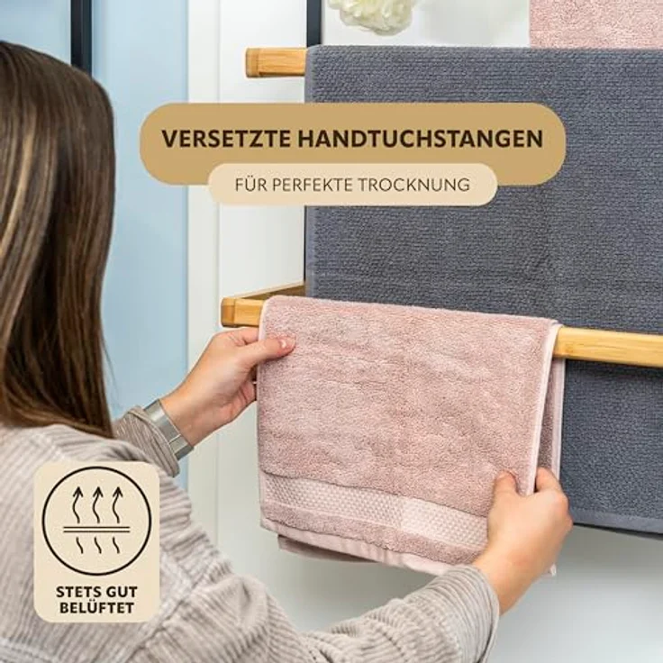 eluno Türregal Tür-Hängeregal aus Metall und Bambus, schwarz – Bild 4
