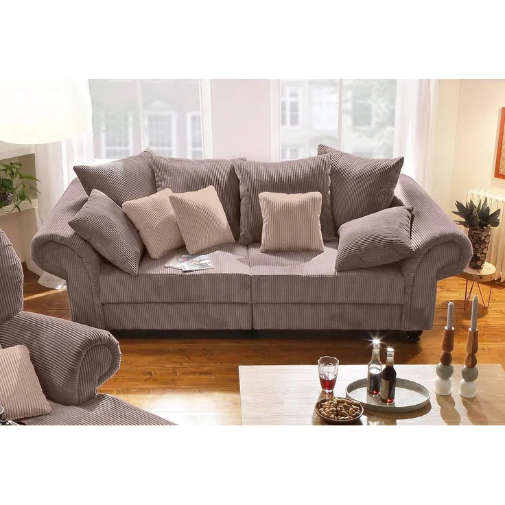 Home affaire Big-Sofa King Henry Mega Sofa, viel Platz, Breite 242cm, Federkern, in legerer Polsterung und vielen losen Kissen