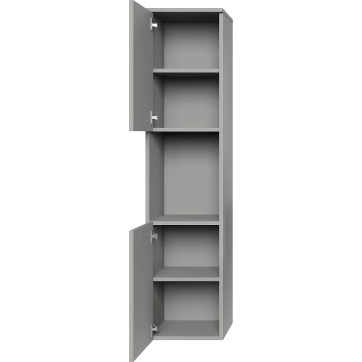 Badplaats Badezimmerschrank Montreal 30 x 30 x 131 cm Grau Matt - Hoch Badschrank Mit 2 Türen – Bild 2