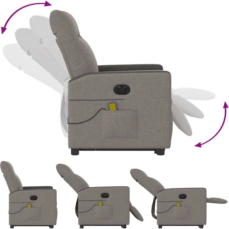 vidaXL Elektrischer Massagesessel mit Aufstehhilfe Taupe Stoff 3324078 – Bild 7