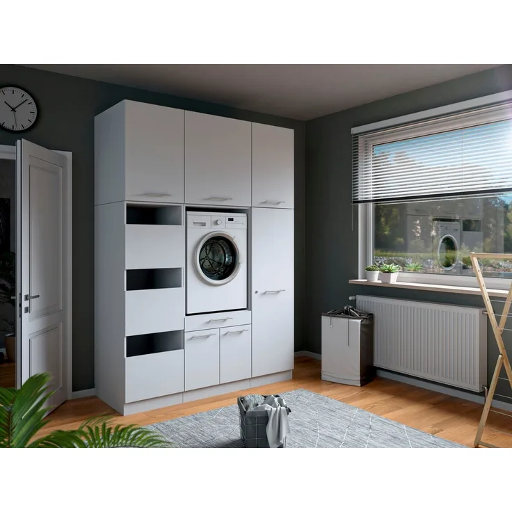 Laundreezy Mehrzweckschrank-Set Laundreezy, 6-tlg. Mehrzweckschrank-Set B/H/T 168/238/68 cm, (6-St), Breite 168 cm, Soft-Close-Funktion, höhenverstellbare Füße
