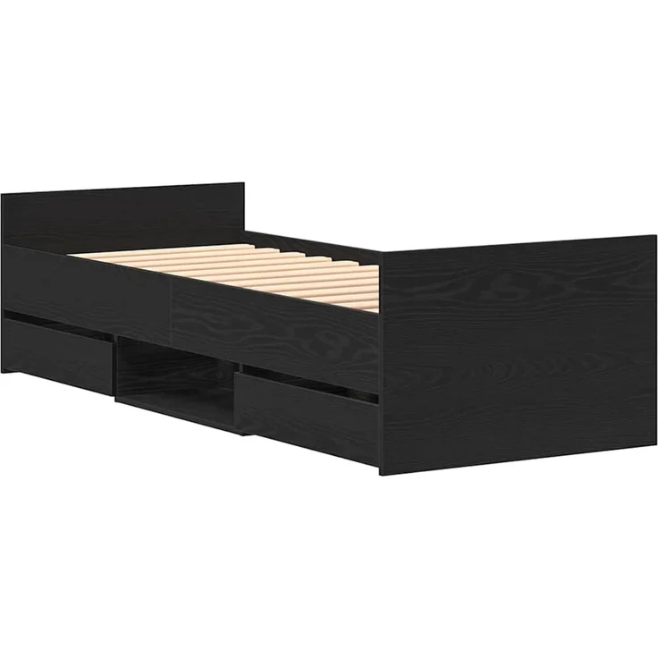 vidaXL Bettrahmen Schwarz Eichen-Optik 193 x 78 x 50 cm Holzwerkstoff 3329308 – Bild 4