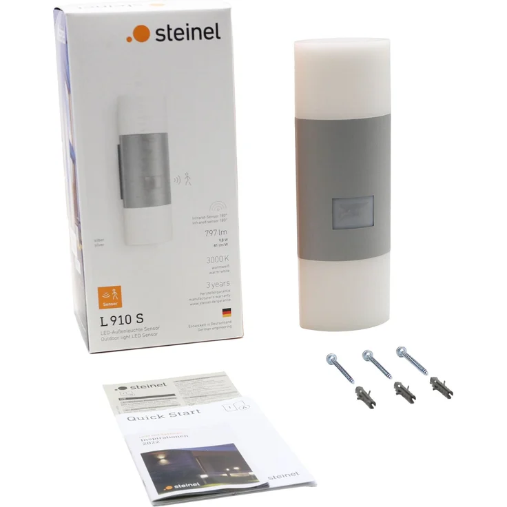 Steinel LED-Außenwandleuchte L 910 S silber, 180°-Infrarot-Bewegungsmelder, max. 12 m, 3000 K warmweiß, Up-/Downlight – Bild 7