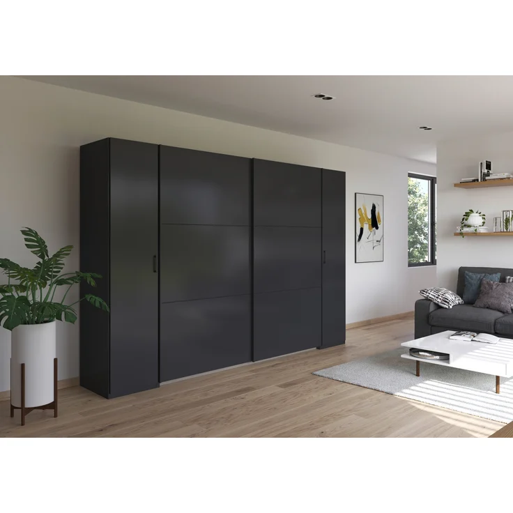 rauch Kleiderschrank, Dreh- und Schwebetürenschrank KRONACH, 4-türig, Grau metallic, 311 x 210 x 59 cm – Bild 1
