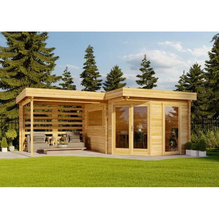 Alpholz Holz Gartenhaus Pepe Optima | Natur | 462x618x228 cm