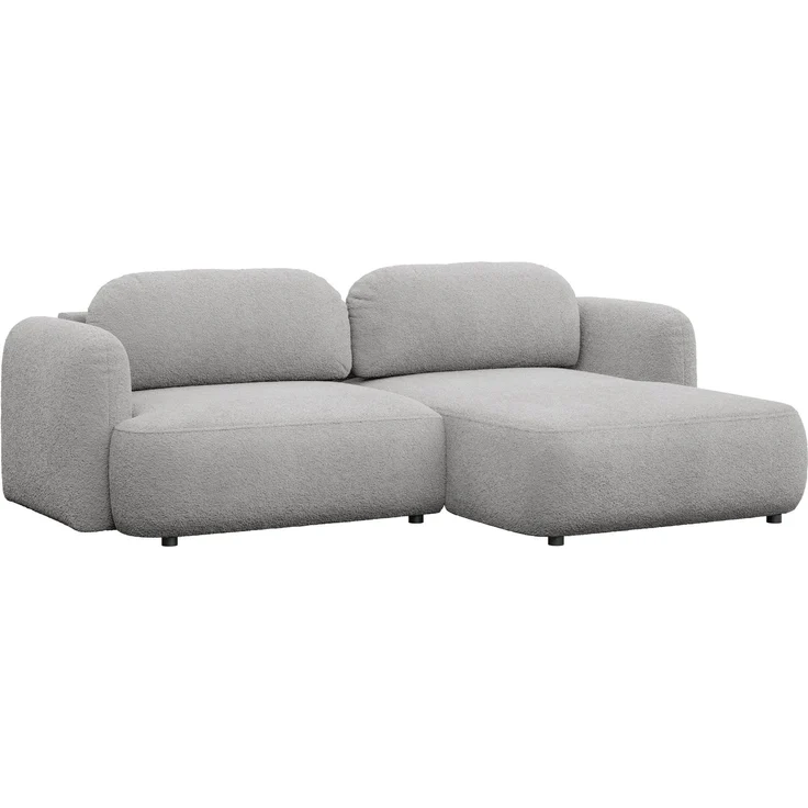 Selsey Tvoya Ecksofa mit Schlaffunktion, Ottomane rechts, Bouclé Hellgrau – Bild 1