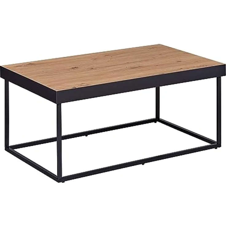 Livetastic Couchtisch, Rechteckig, Schwarz, Eiche Artisan, Holzwerkstoff, 55x40x90 cm, Kufe