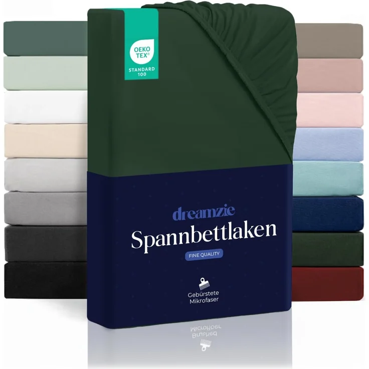 Dreamzie - Spannbettlaken 90x190 | Mikrofaser Weich – Für Dicke Matratzen – Oeko-Tex | Komfort, Atmungsaktivität, Pflegeleicht – Grün – Bild 1