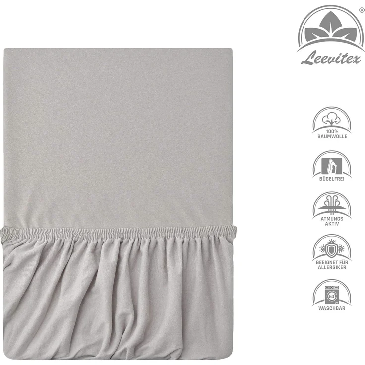 leevitex® Spannbettlaken Spannbettlaken Premium Elasthan, Gummizug: rundum, blickdicht, Anti-Pilling, 97% Baumwolle, 3% Elasthan, 40 cm Steg – Bild 5