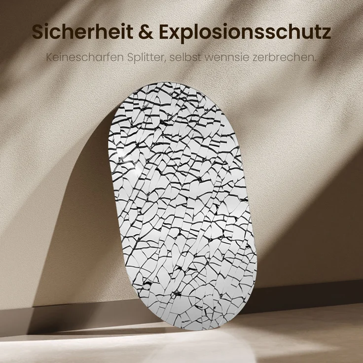 EMKE Badspiegel Elliptisch Wandspiegel 100×60cm Oval Spiegel Rahmenlos Badezimmerspiegel – Bild 3